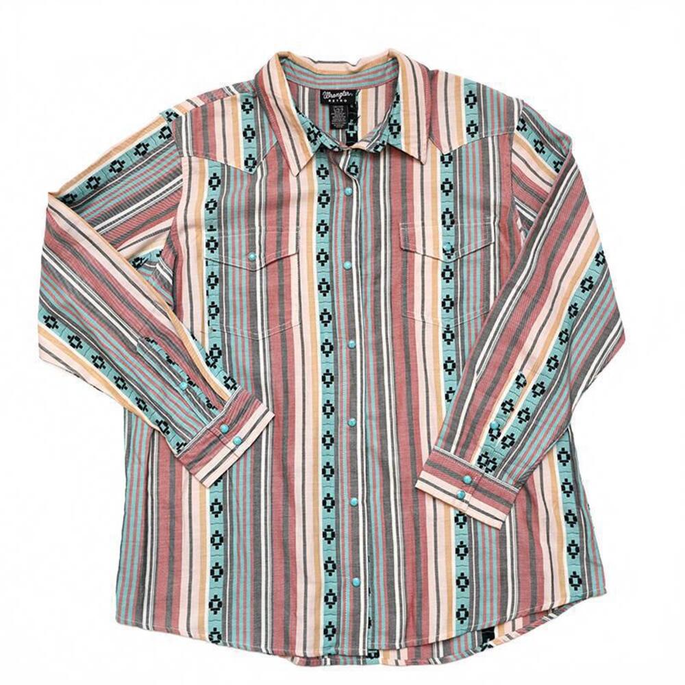 Wrangler Retro Long Sleeve Snap Up Shirt Aztec Ladies Size Large  NWT